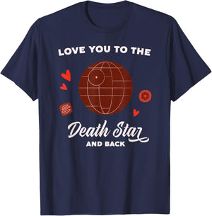 Star Wars Valentine's Day Love You To The Death Star & Back T-Shirt - T-Shirt | Navy