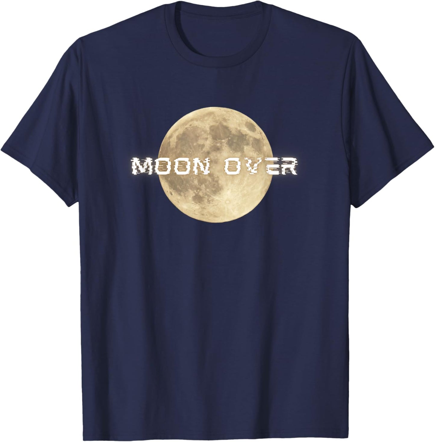 Retro Full Lunar Aesthetic Moon Over Phase Graphic T-Shirt - T-Shirt | Navy