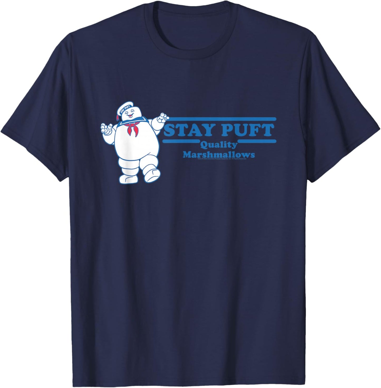 Ghostbusters Stay Puft Marshmallow Ad Funny 80's Movie T-Shirt - T-Shirt | Navy