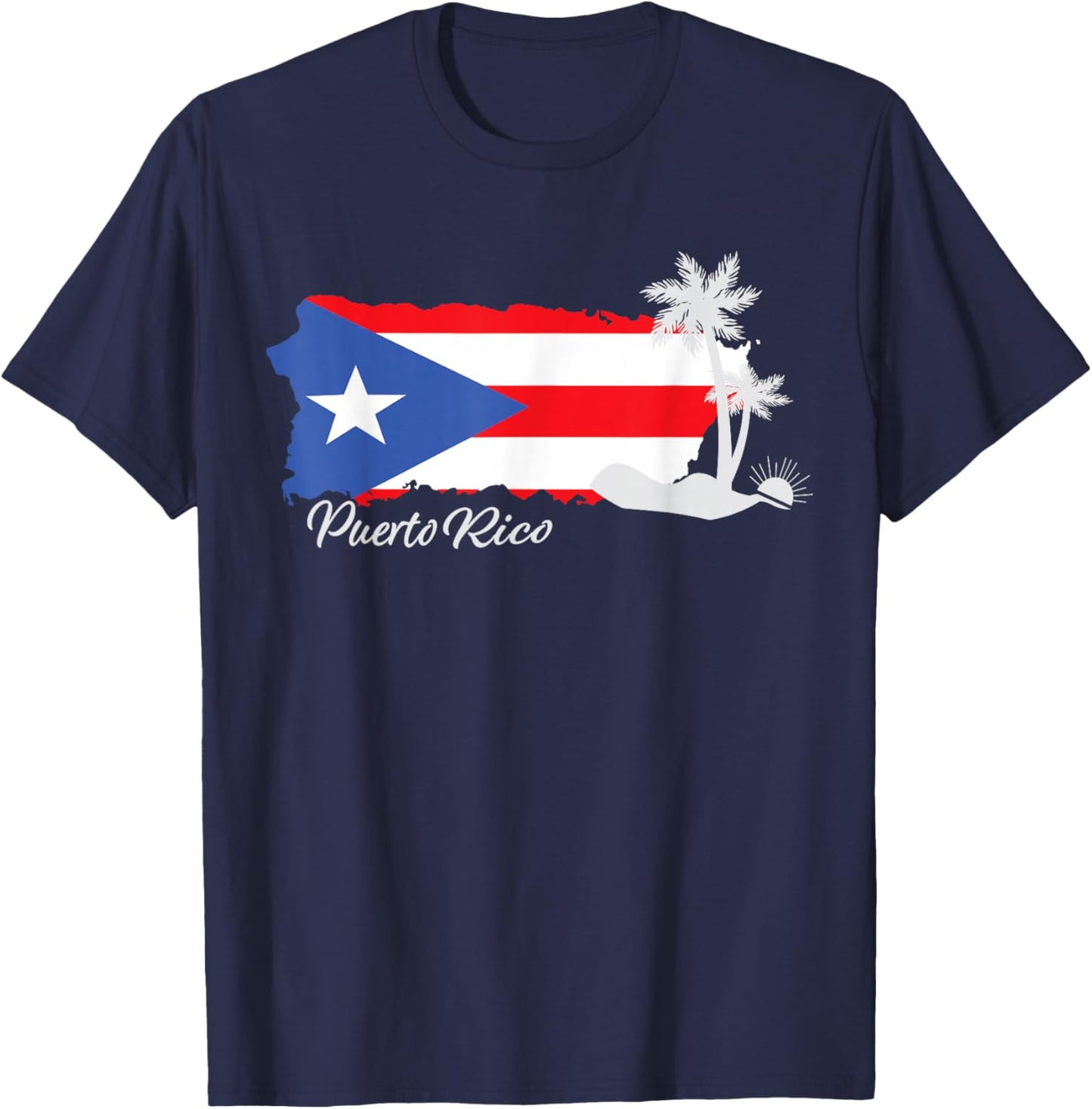 Puerto Rico Flag Hispanic Heritage Puerto Rican Map Pride T-Shirt - T-Shirt | Navy