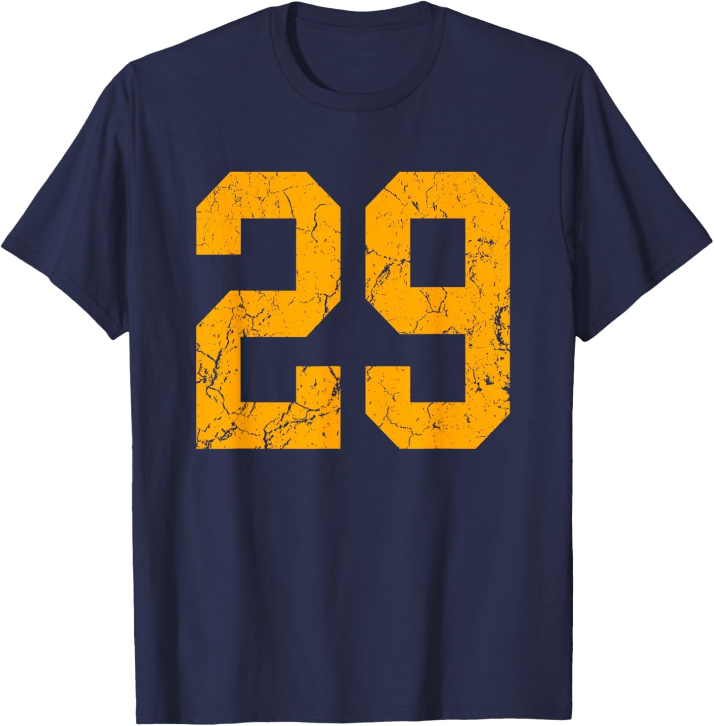 Distressed Orange Number 29 Jersey Player Uniform #29 T-Shirt - T-Shirt | Navy