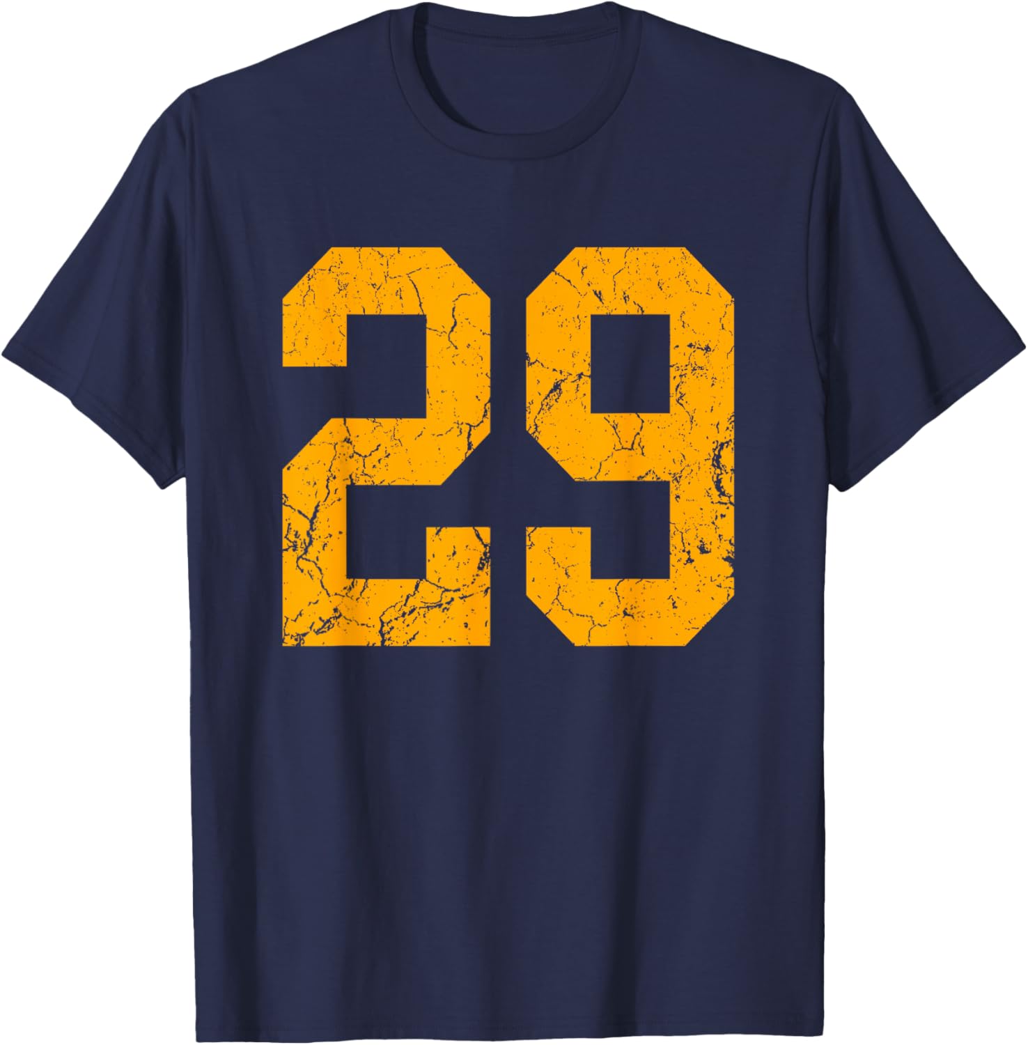 Distressed Orange Number 29 Jersey Player Uniform #29 T-Shirt - T-Shirt | Navy