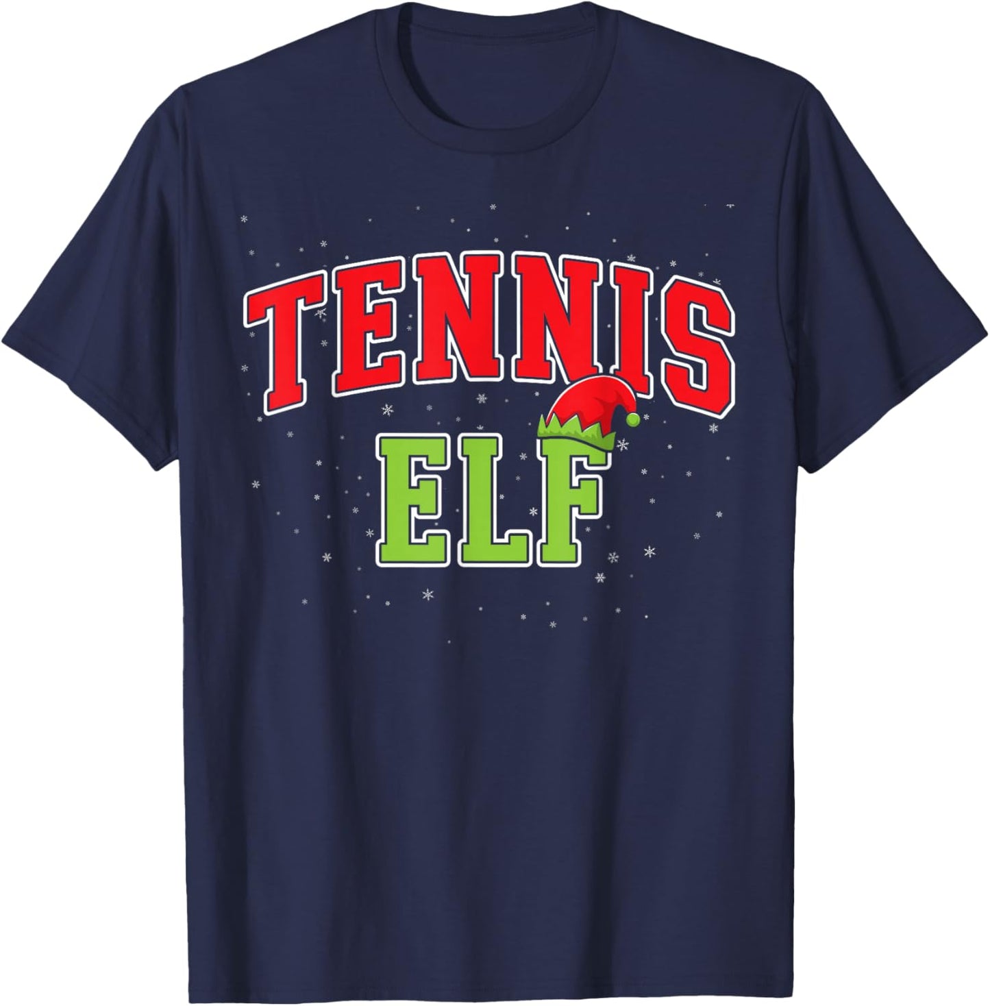 Tennis Elf Christmas Family Matching Group Xmas T-Shirt - T-Shirt | Navy