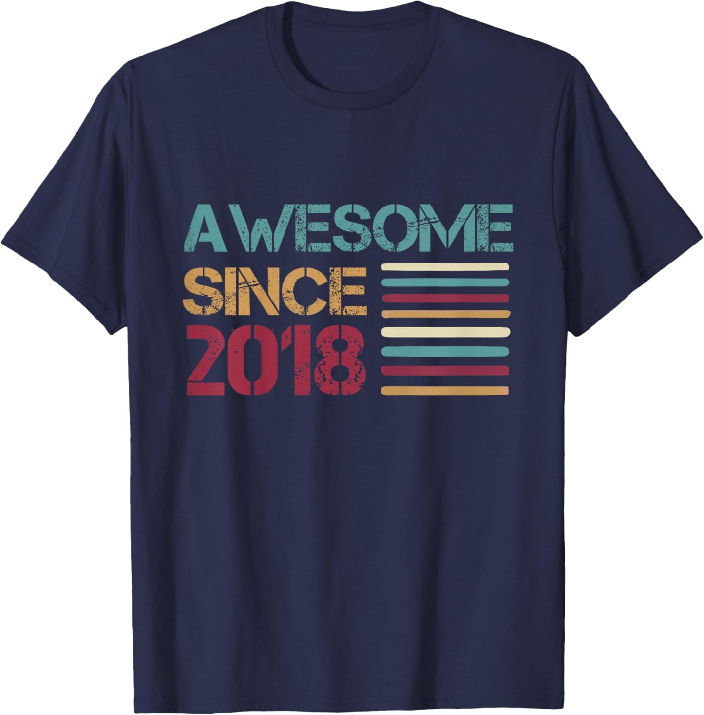 Kids Awesome Since 2018 Vintage Birthday T-Shirt - T-Shirt | Navy