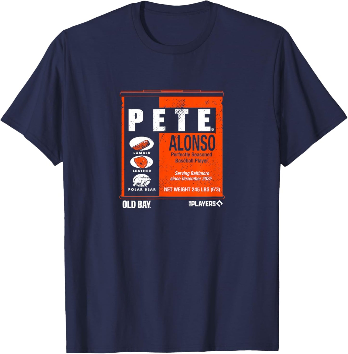 Pete Alonso - Old Bay Can - Baltimore Baseball T-Shirt - T-Shirt | Navy