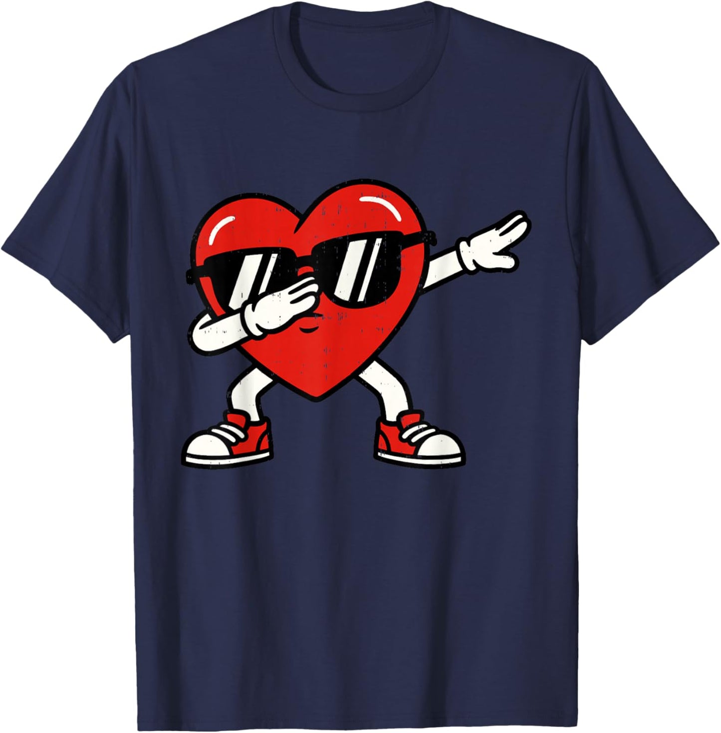 Dabbing Heart Dad Valentines Day Teens Boys Girls Kids T-Shirt - T-Shirt | Navy