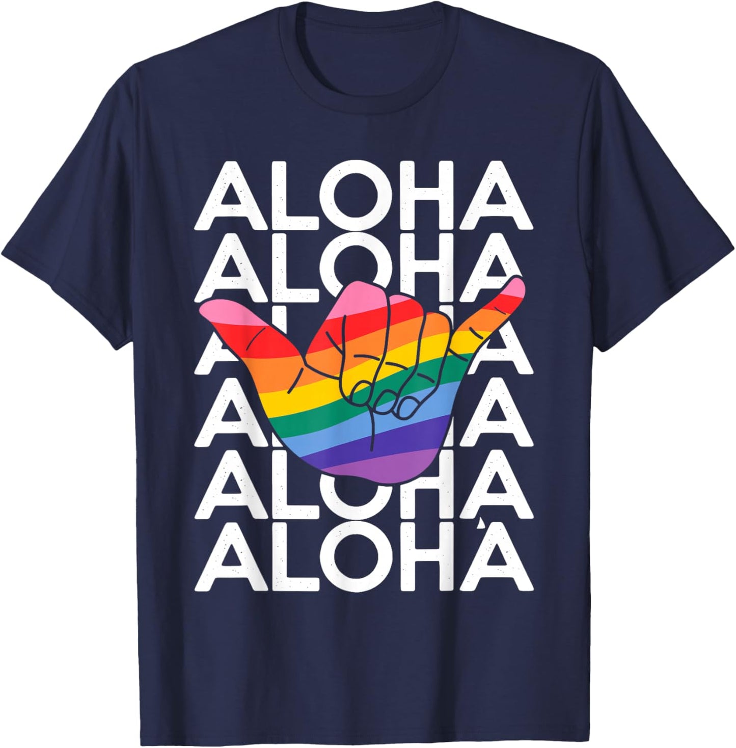 LGBTQ Aloha Hawaii Summer Vacation Pride Lesbian Rainbow T-Shirt - T-Shirt | Navy