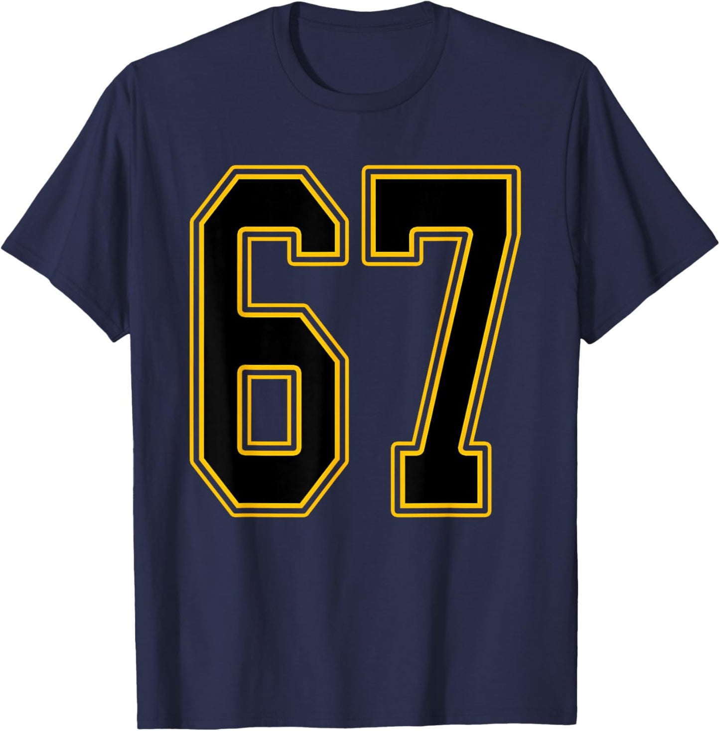 Black and Gold Number 67 Jersey Player Uniform #67 T-Shirt - T-Shirt | Navy