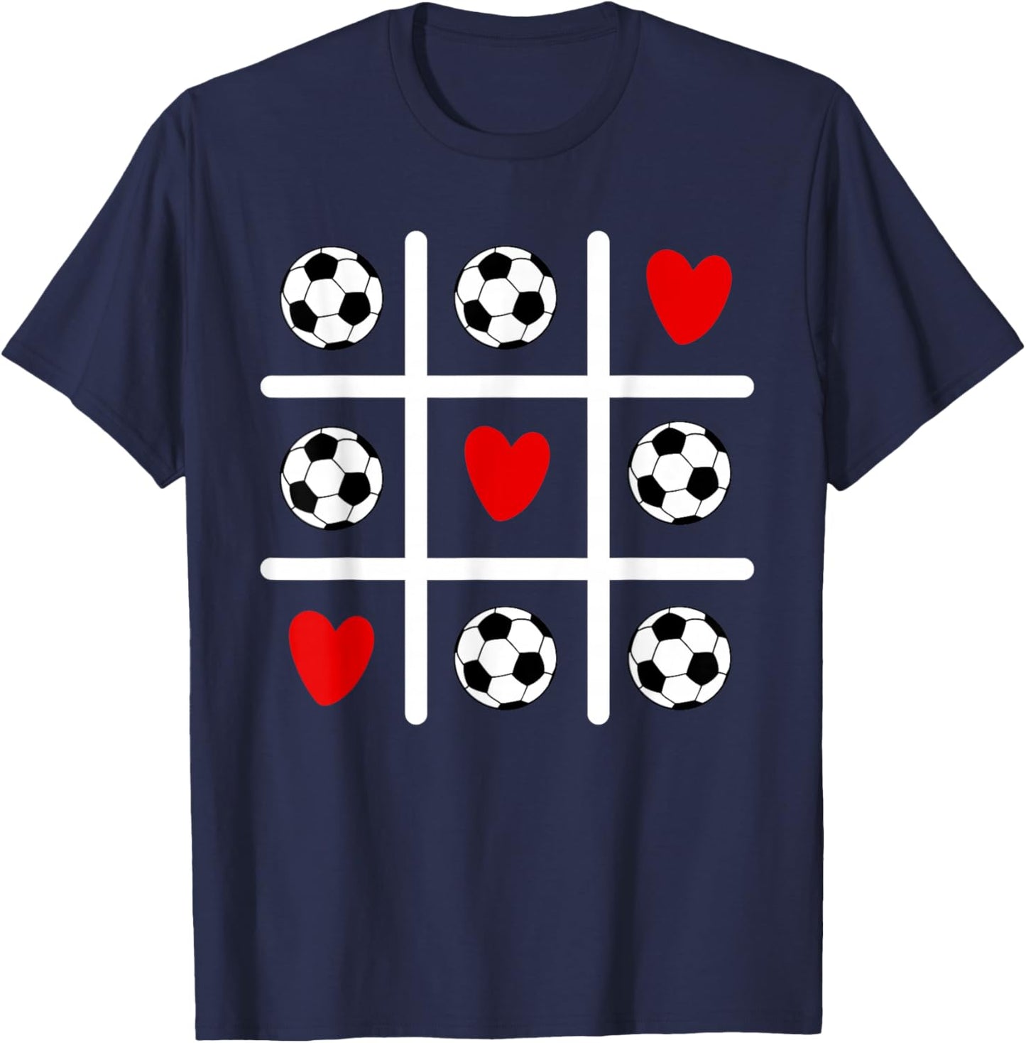 Valentine Soccer Love Heart Player Mom Dad Fan Sports Lovers T-Shirt - T-Shirt | Navy