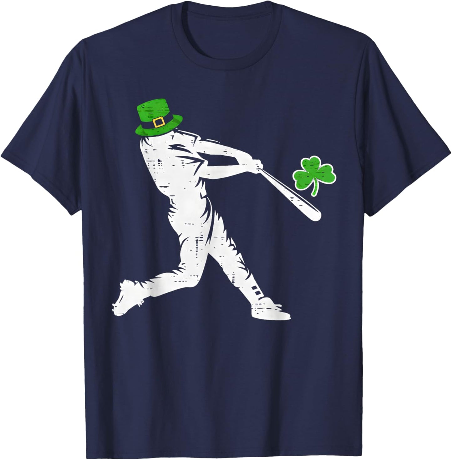 St Patrick’s Day Baseball Batter Silhouette Shamrock Men T-Shirt - T-Shirt | Navy