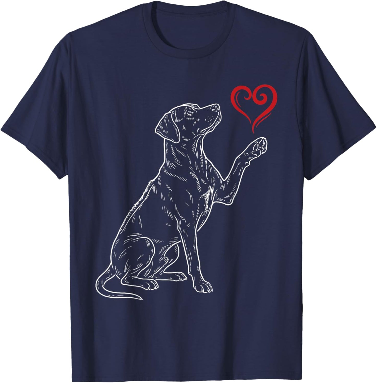Rhodesian Ridgeback Lover Dog Art Holding Heart Valentines T-Shirt - T-Shirt | Navy
