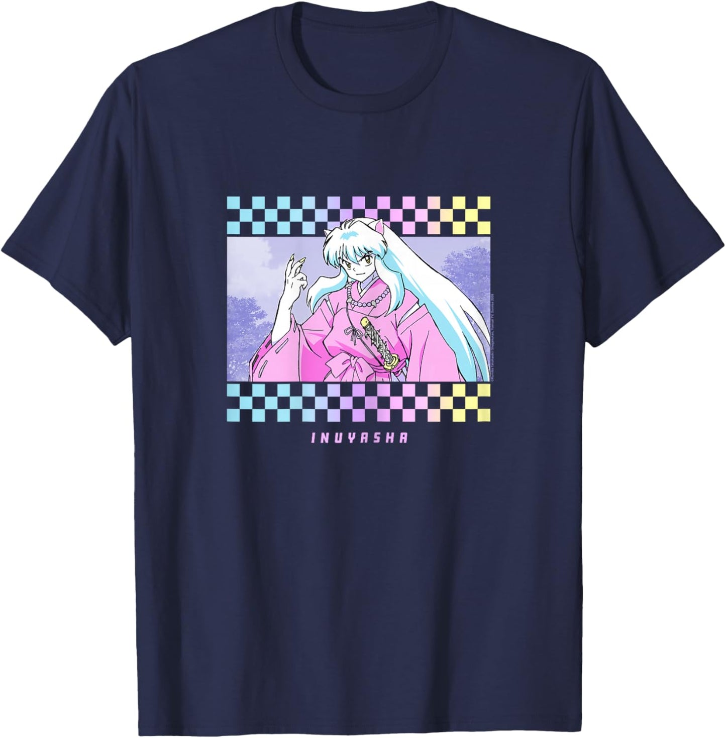 Half-Demon Checkered Artwork T-Shirt - T-Shirt | Navy