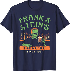 Funny Halloween Frank and Stein's Bar Grill T-Shirt - T-Shirt | Navy