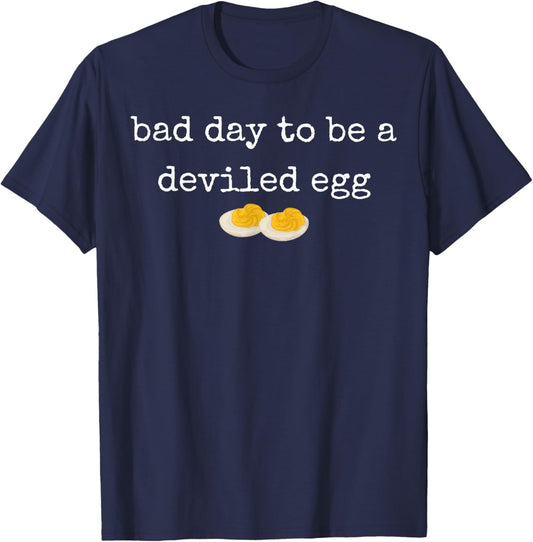 Retro Funny Thanksgiving Dinner Bad Day to Be a Deviled Egg T-Shirt - T-Shirt | Navy