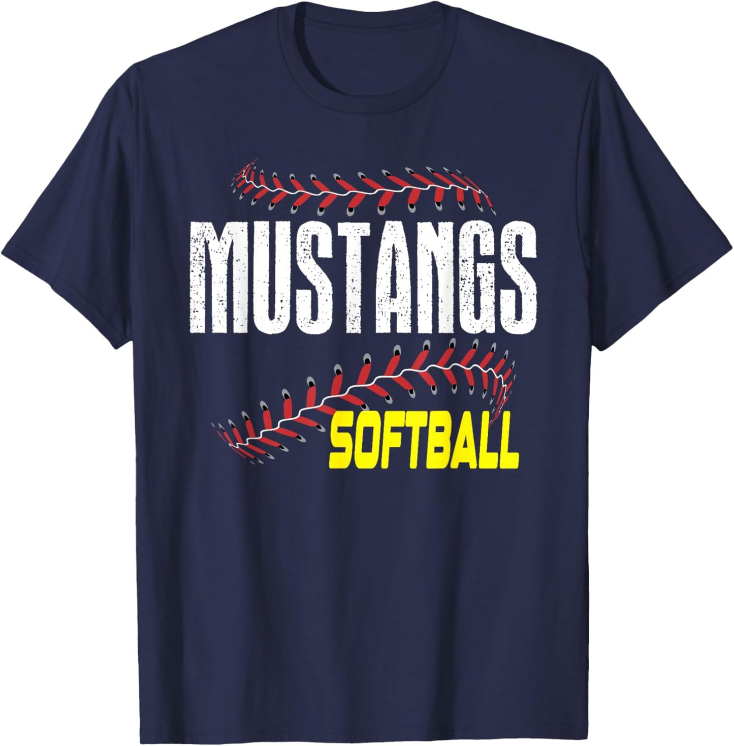 Mustangs Softball Mom School Spirit Mascot Mustang Pride T-Shirt - T-Shirt | Navy