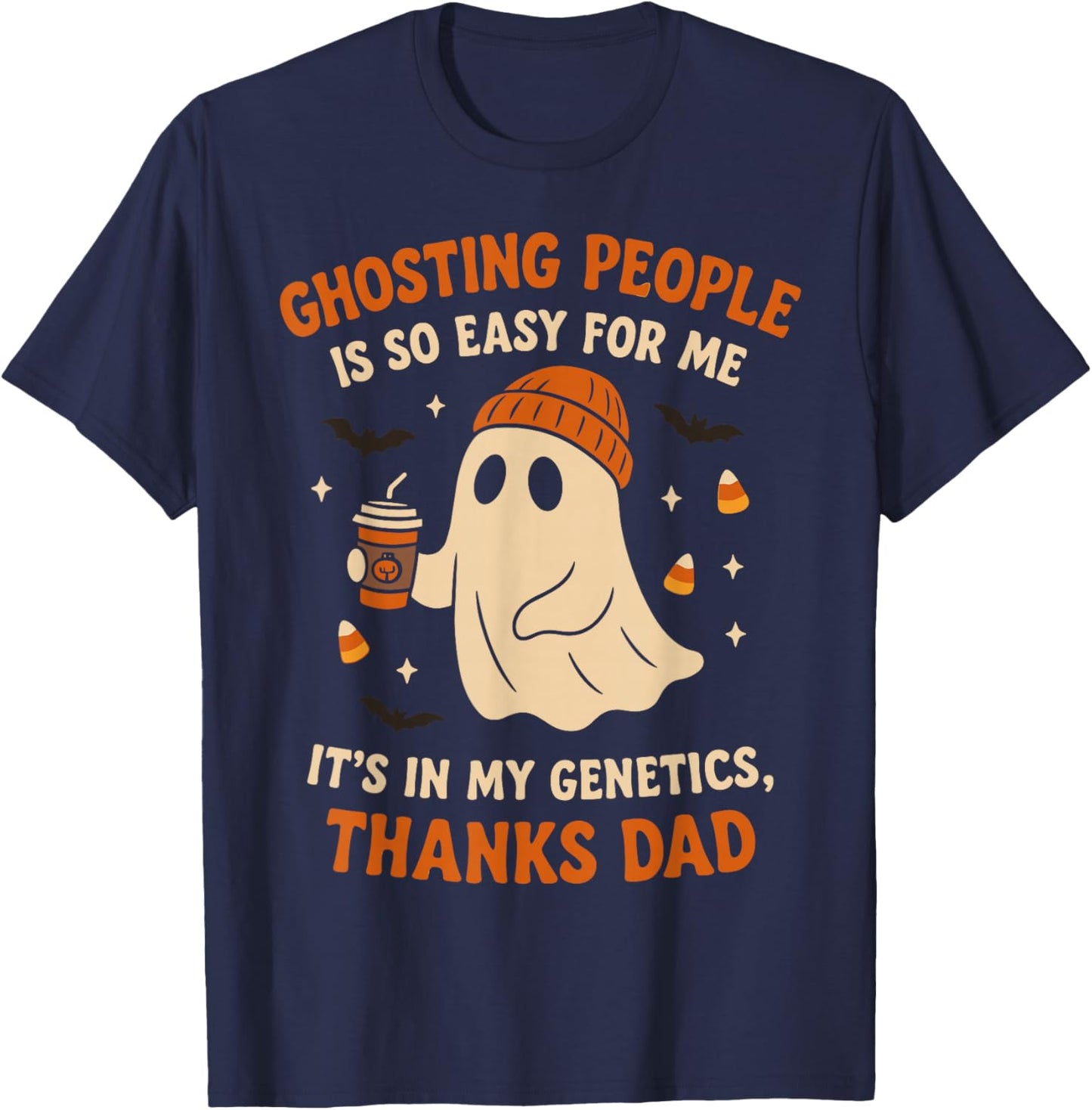 Ghosting People Funny Spooky Halloween Ghost T-Shirt - T-Shirt | Navy