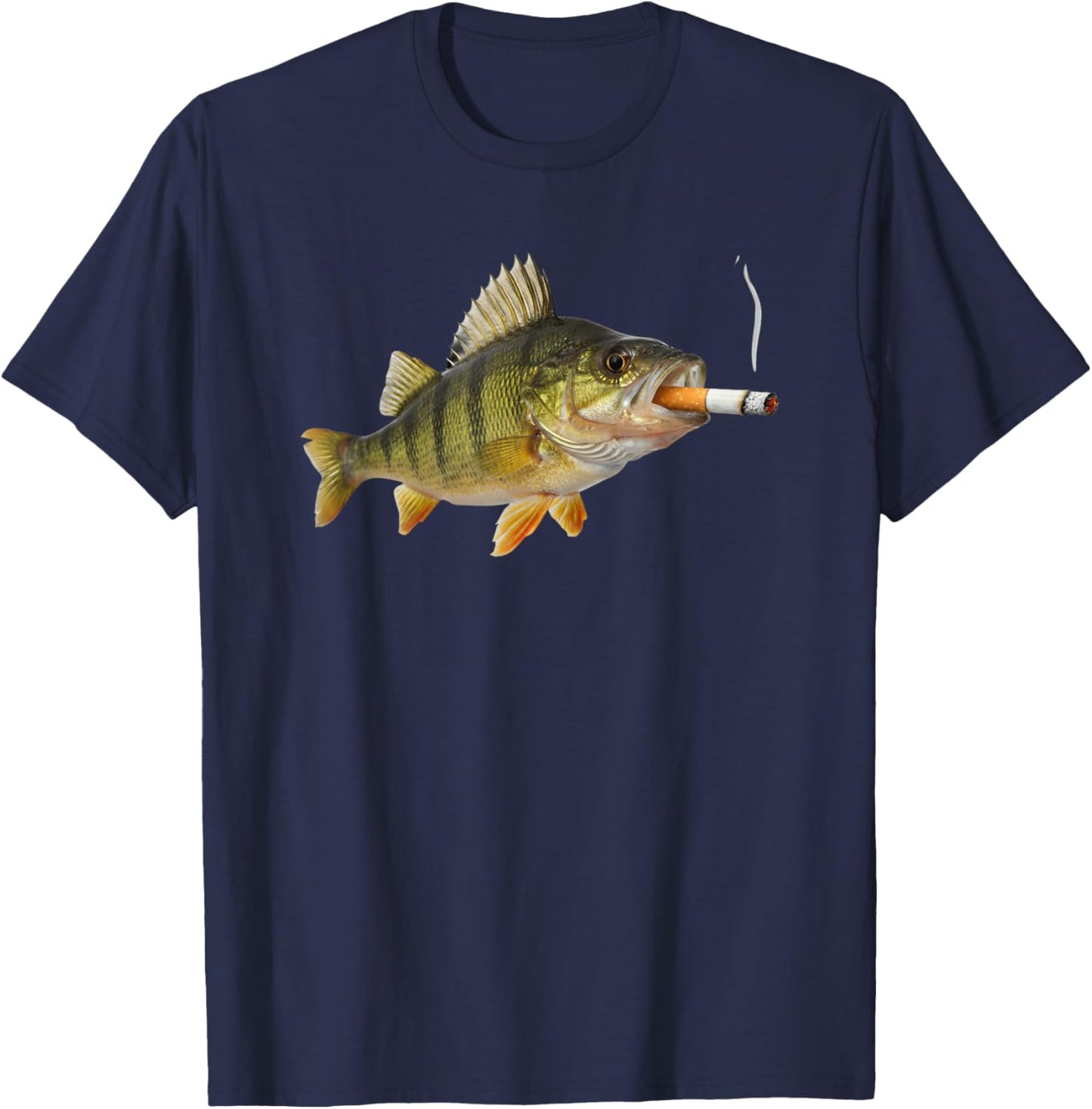 Fish Meme Gen Z Brainrot Sarcasm Fish Smoking Cigarette T-Shirt - T-Shirt | Navy