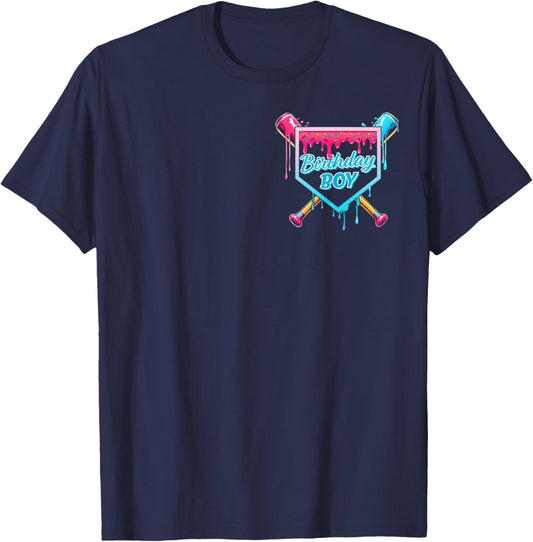 Baseball 10 Year Old Ice Cream Drip 10th Birthday Boys T-Shirt - T-Shirt | Navy