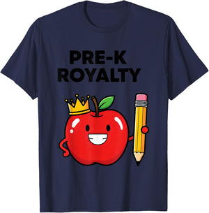 Pre K Royalty Cute Apple Preschool Teacher T-Shirt - T-Shirt | Navy