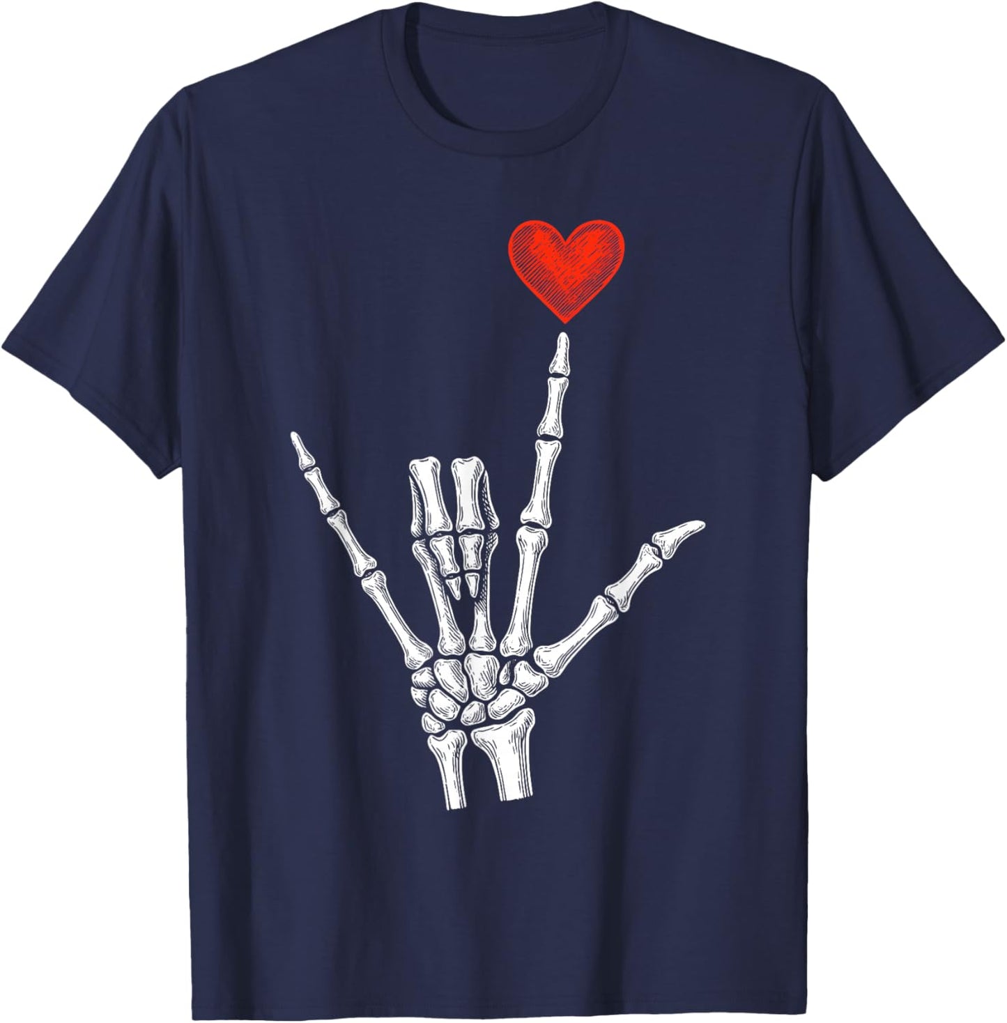 Skeleton Heart Hand Valentines Day Women T-Shirt - T-Shirt | Navy