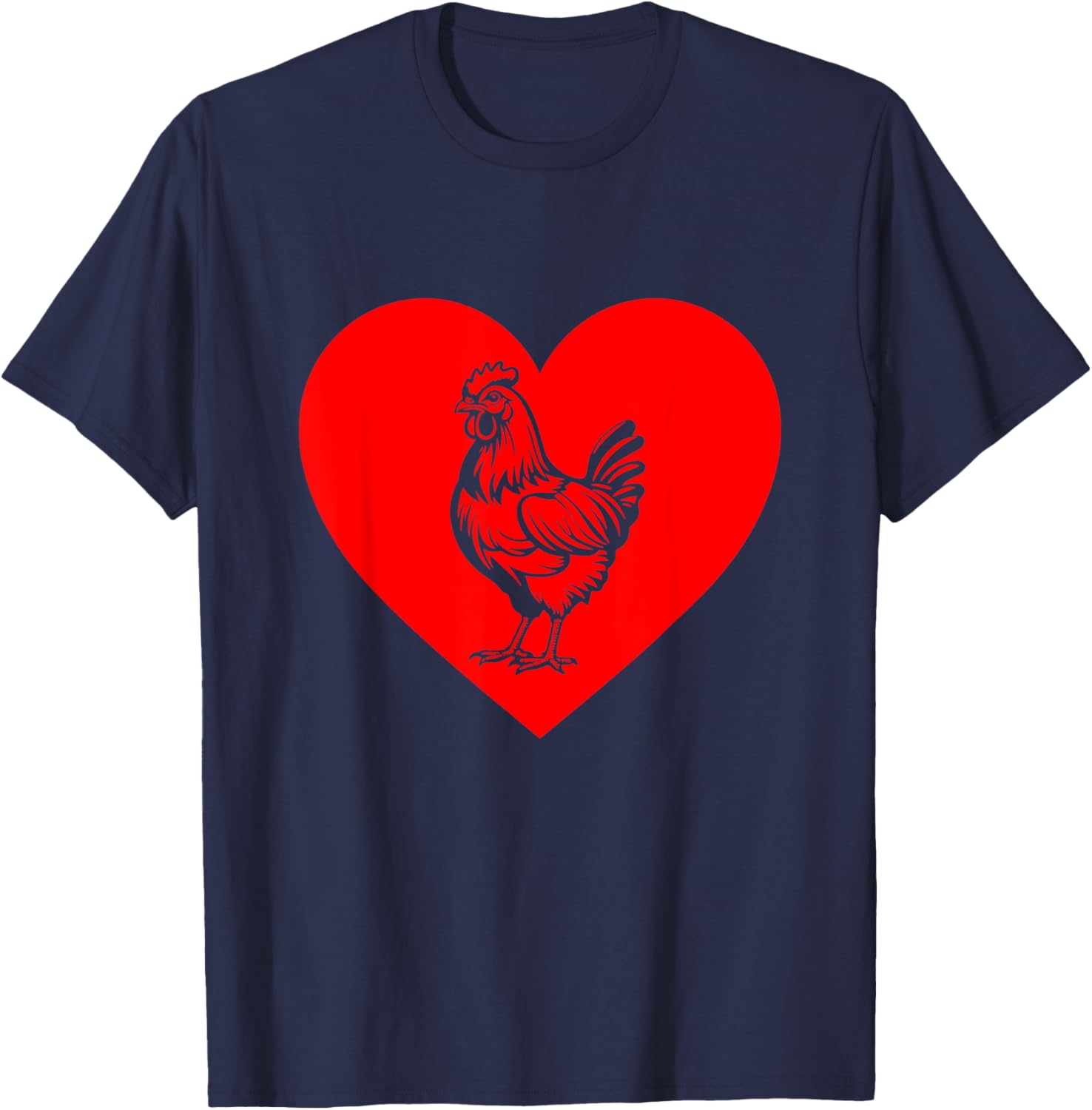 Valentines Day Chicken Farmers Funny Chicken Heart Couple T-Shirt - T-Shirt | Navy