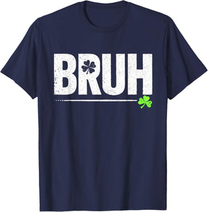 Lucky Shamrock Bruh Funny St Patrick's Day Men Kids Boys T-Shirt - T-Shirt | Navy