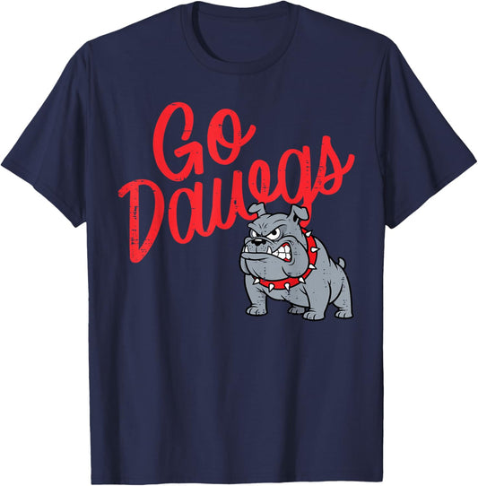 Bulldog Go Dawgs Girls Youth Teen Boys Kids Men Women T-Shirt - T-Shirt | Navy