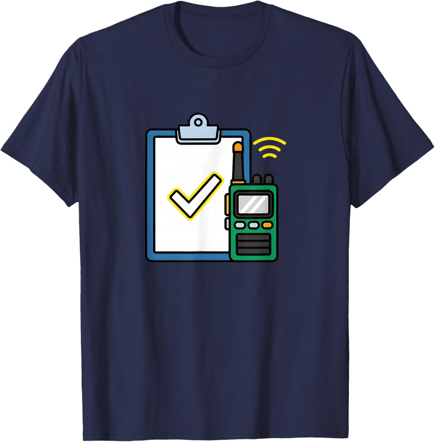 Security Walkie Talkie Safety Checklist Icon T-Shirt - T-Shirt | Navy