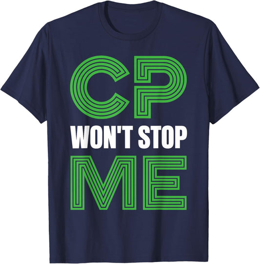 CP Won't Stop Me Warrior Fighter Cerebral Palsy Awareness T-Shirt - T-Shirt | Navy