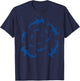 Shark Lover Silhouette of Hammerhead Circling Above Ocean T-Shirt - T-Shirt | Navy