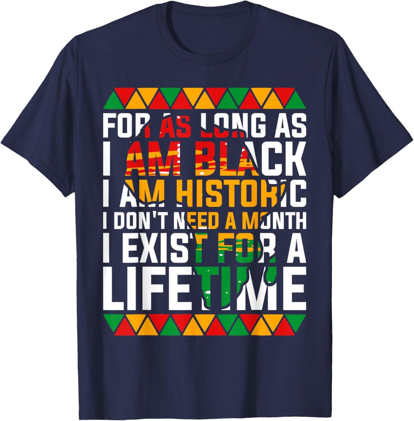 for As Long I'm Black I'm Historic Patriotic African America T-Shirt - T-Shirt | Navy
