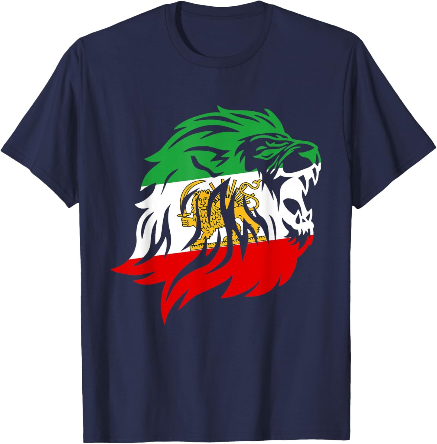 Iran Lion Sun Flag,Iran,Persian,Shir o Khorshid T-Shirt - T-Shirt | Navy