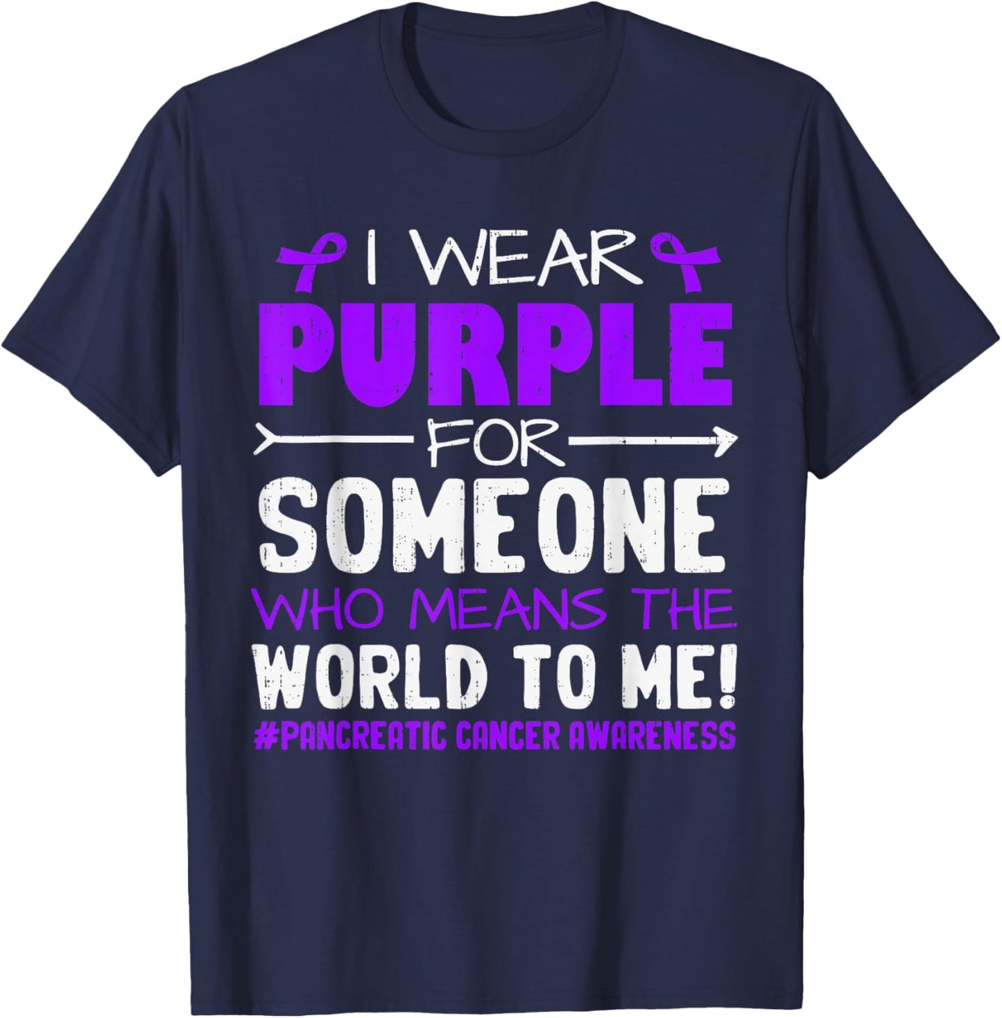 Pancreatic Cancer Awareness Ribbon Purple Women Kids T-Shirt - T-Shirt | Navy