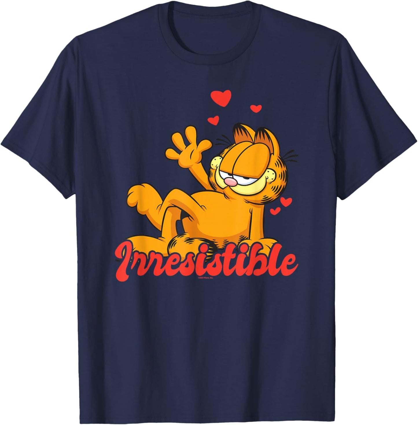 Garfield Valentine's Day He Loves to Be Irresistible T-Shirt - T-Shirt | Navy