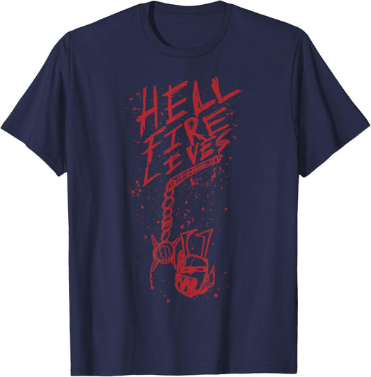 Stranger Things Hell Fire Lives Flail Art T-Shirt - T-Shirt | Navy