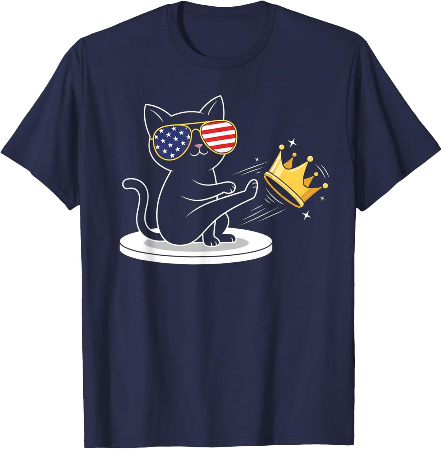 Funny Protesting Cat No King T-Shirt - T-Shirt | Navy