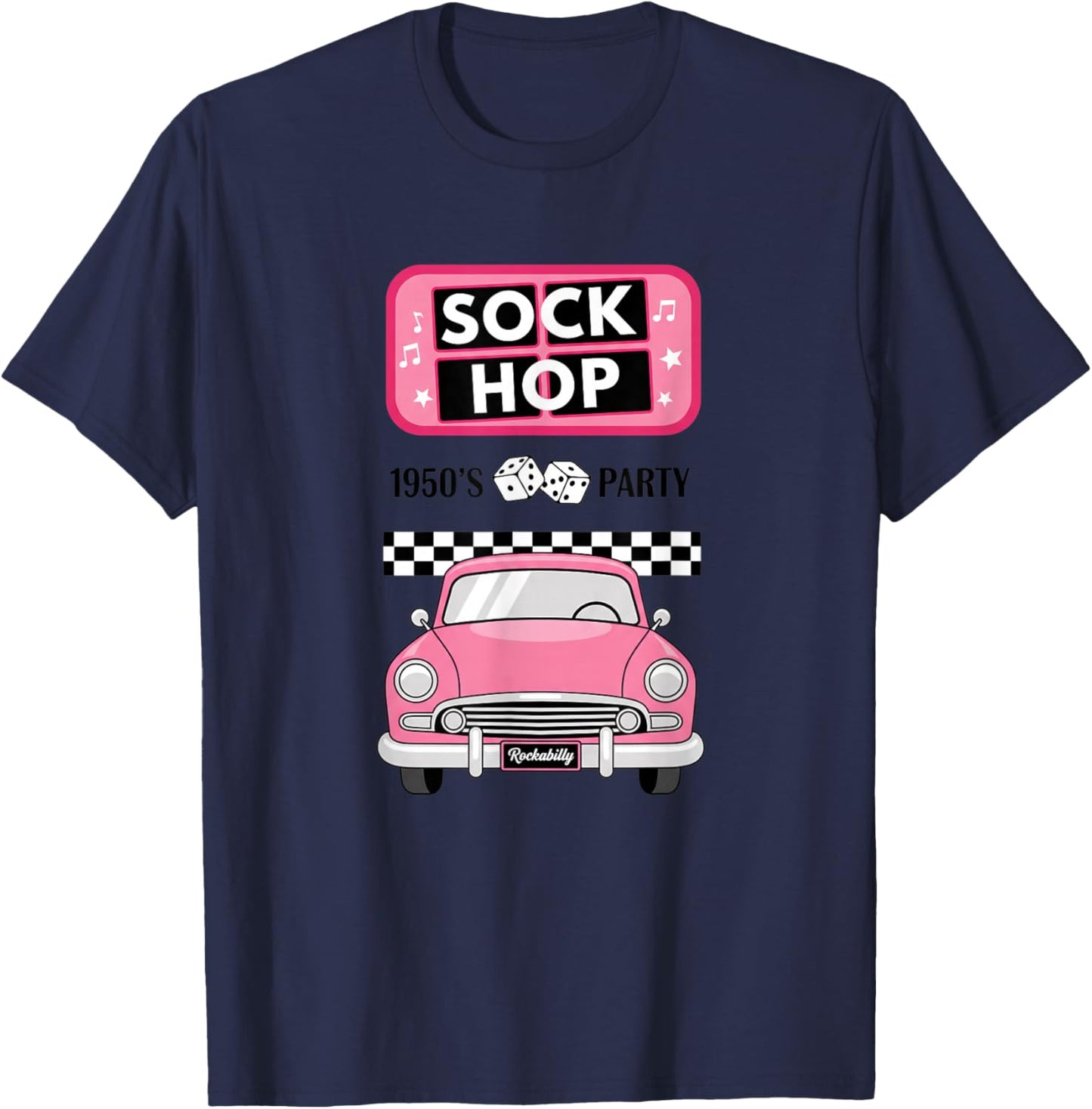 Sock Hop 1950S Party Rockabilly Retro Car for Girls T-Shirt - T-Shirt | Navy