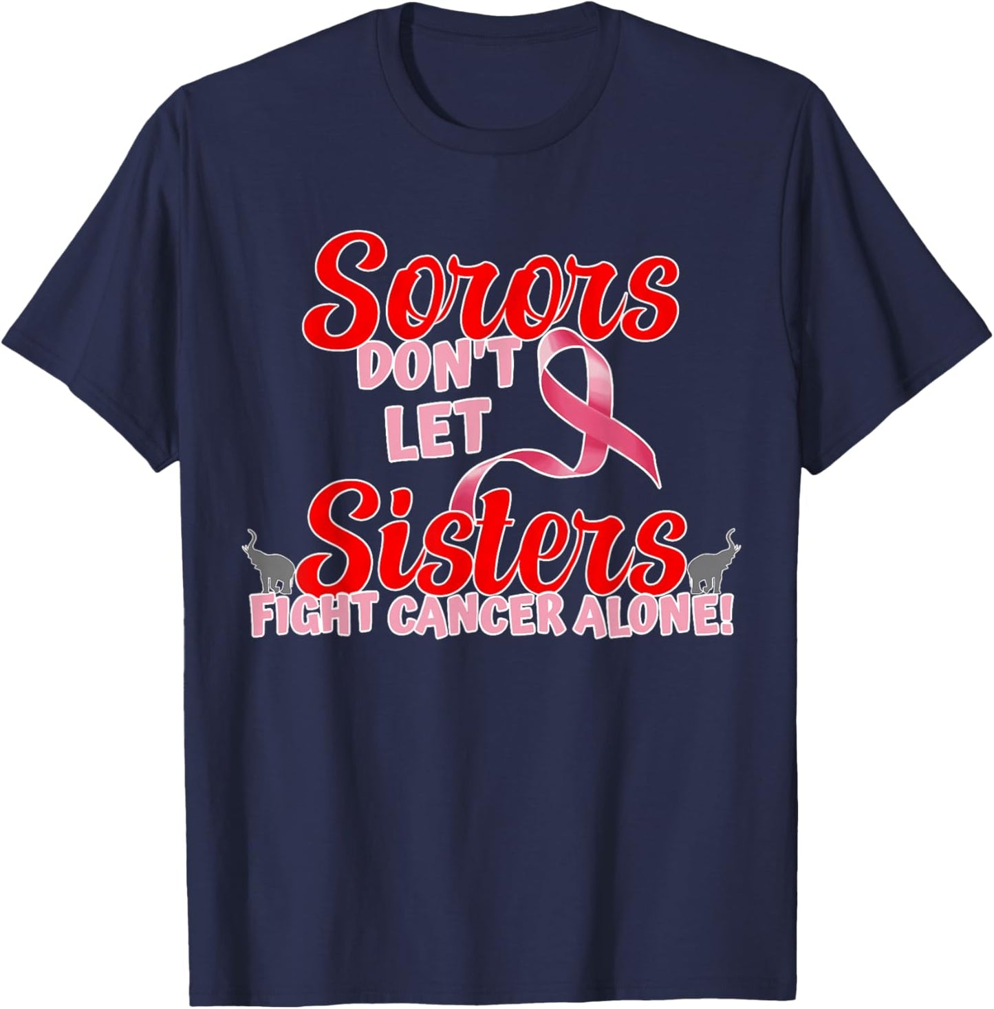 Deltas Wear Pink Breast Cancer Awareness Pink Ribbon T-Shirt - T-Shirt | Navy