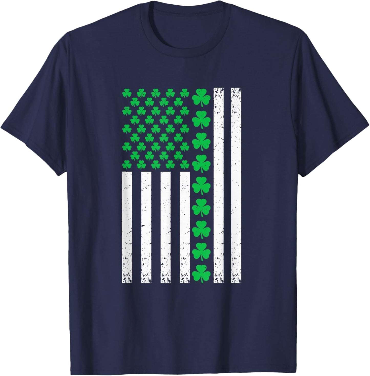 US American Flag with Shamrocks St Patricks Day Men Women T-Shirt - T-Shirt | Navy