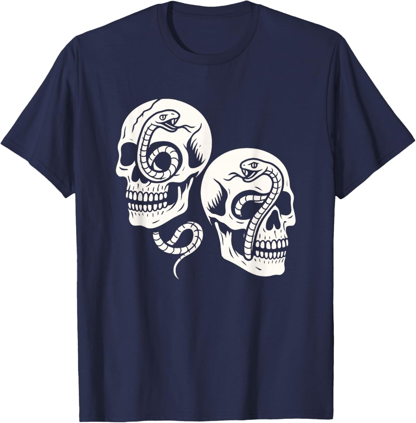 6 7 Skulls and Snakes 6-7 Meme Halloween Gothic Graphic T-Shirt - T-Shirt | Navy