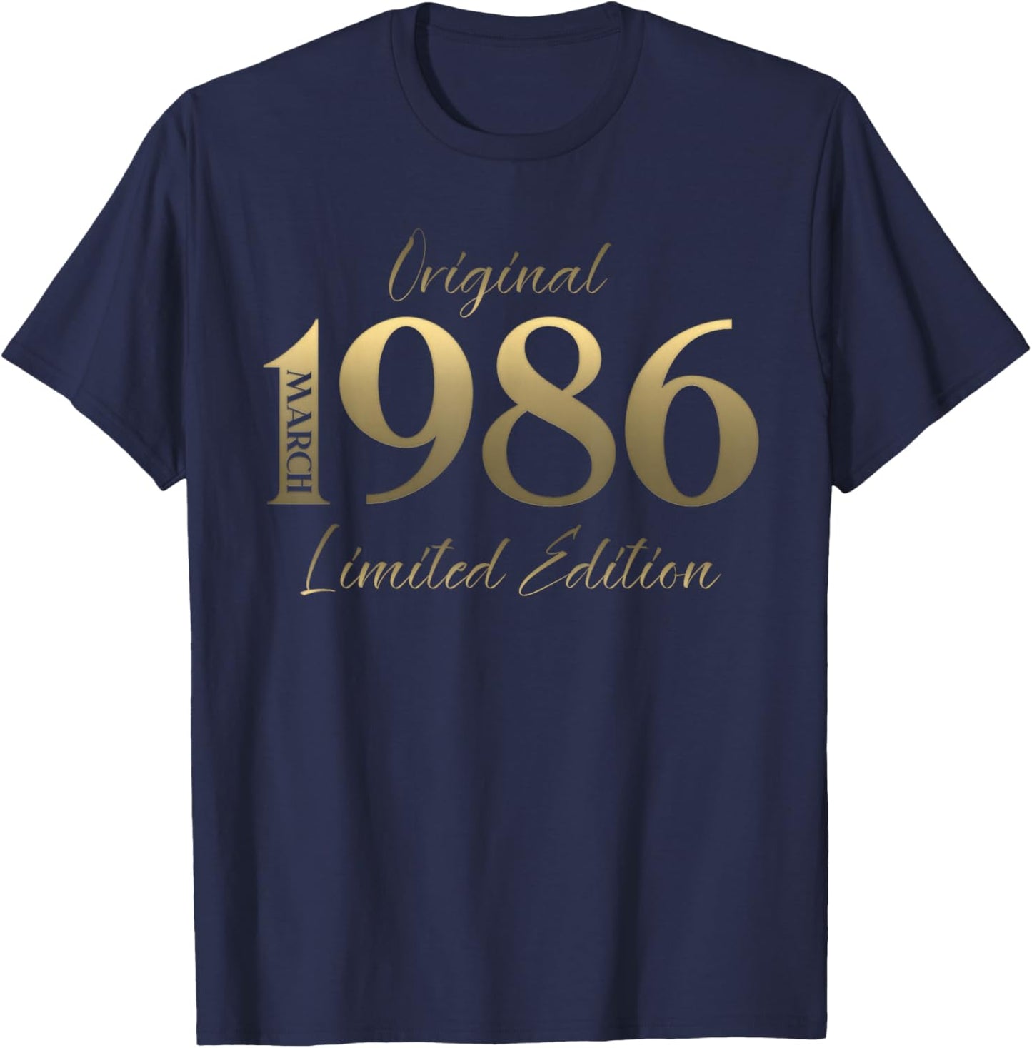 40th Birthday Gift Men Women Vintage March 1986 T-Shirt - T-Shirt | Navy