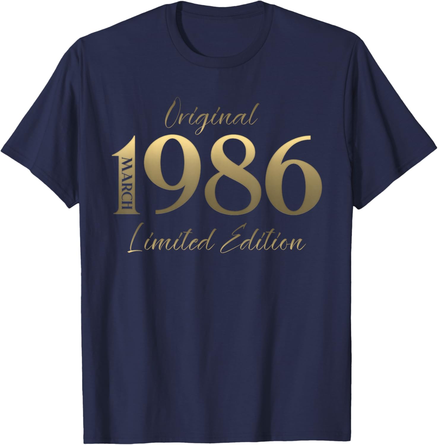 40th Birthday Gift Men Women Vintage March 1986 T-Shirt - T-Shirt | Navy