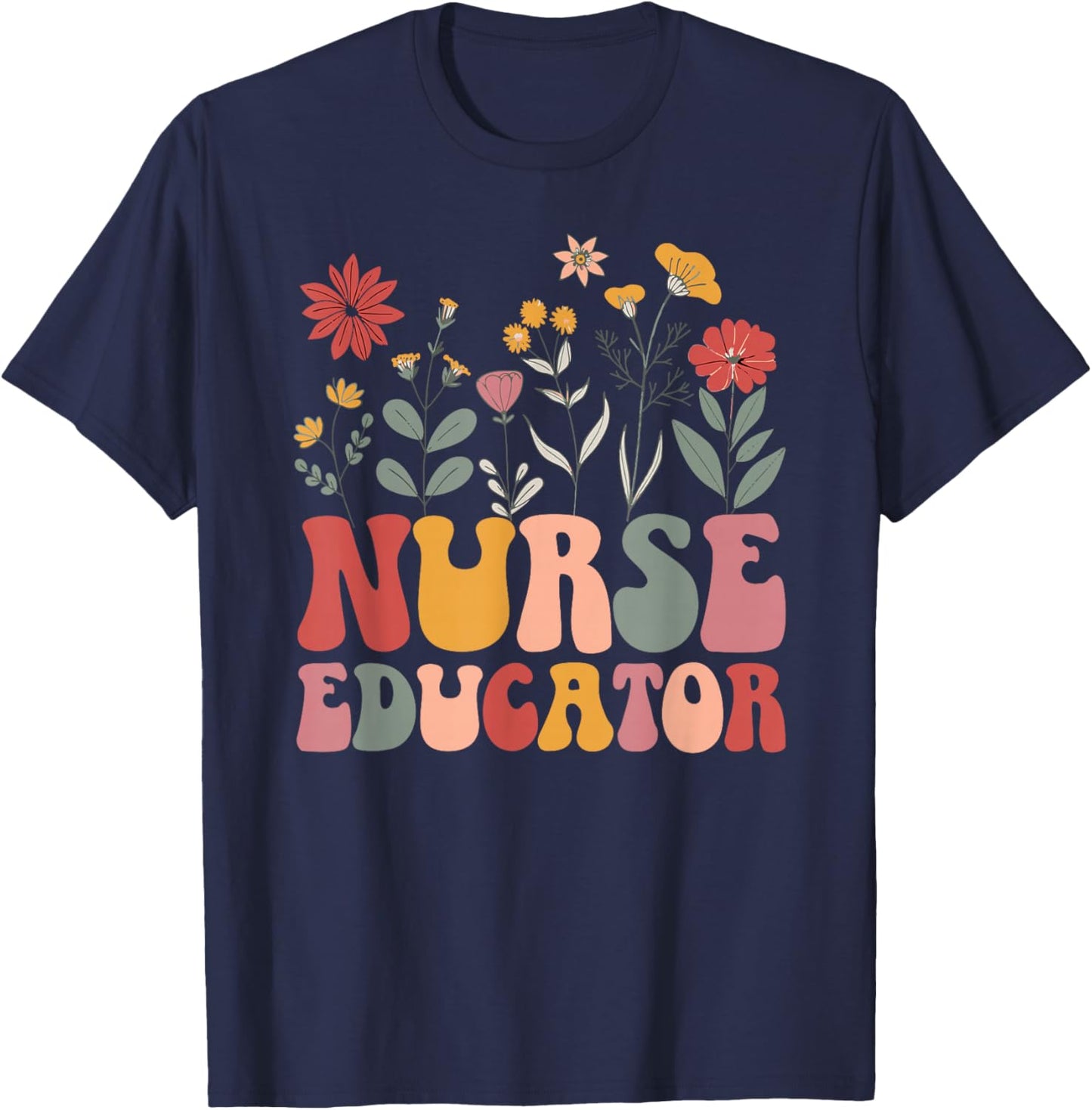 Nurse Educator Groovy Nursing Educator Appreciation T-Shirt - T-Shirt | Navy