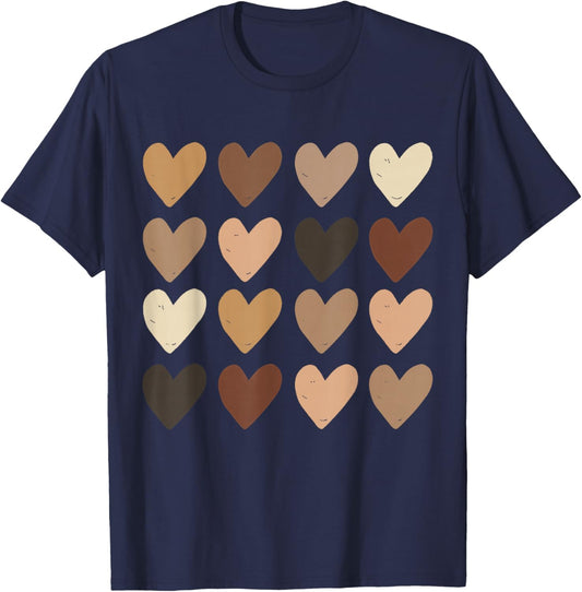 Black History Hearts African American Girls Kids Youth Women T-Shirt - T-Shirt | Navy