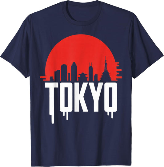 Vintage Japanese Flag Map Japan Culture Retro Tokyo Japan T-Shirt - T-Shirt | Navy