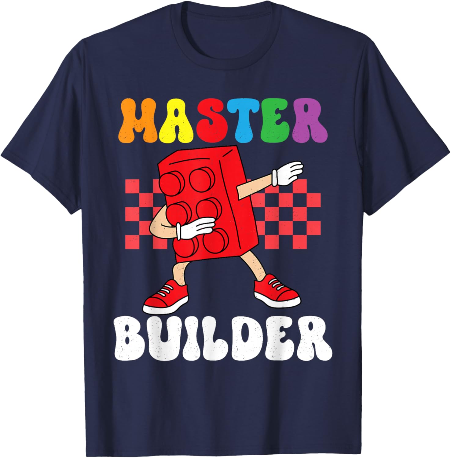 Dabbing Kids Master Builder Funny Building Blocks Brick Boys T-Shirt - T-Shirt | Navy
