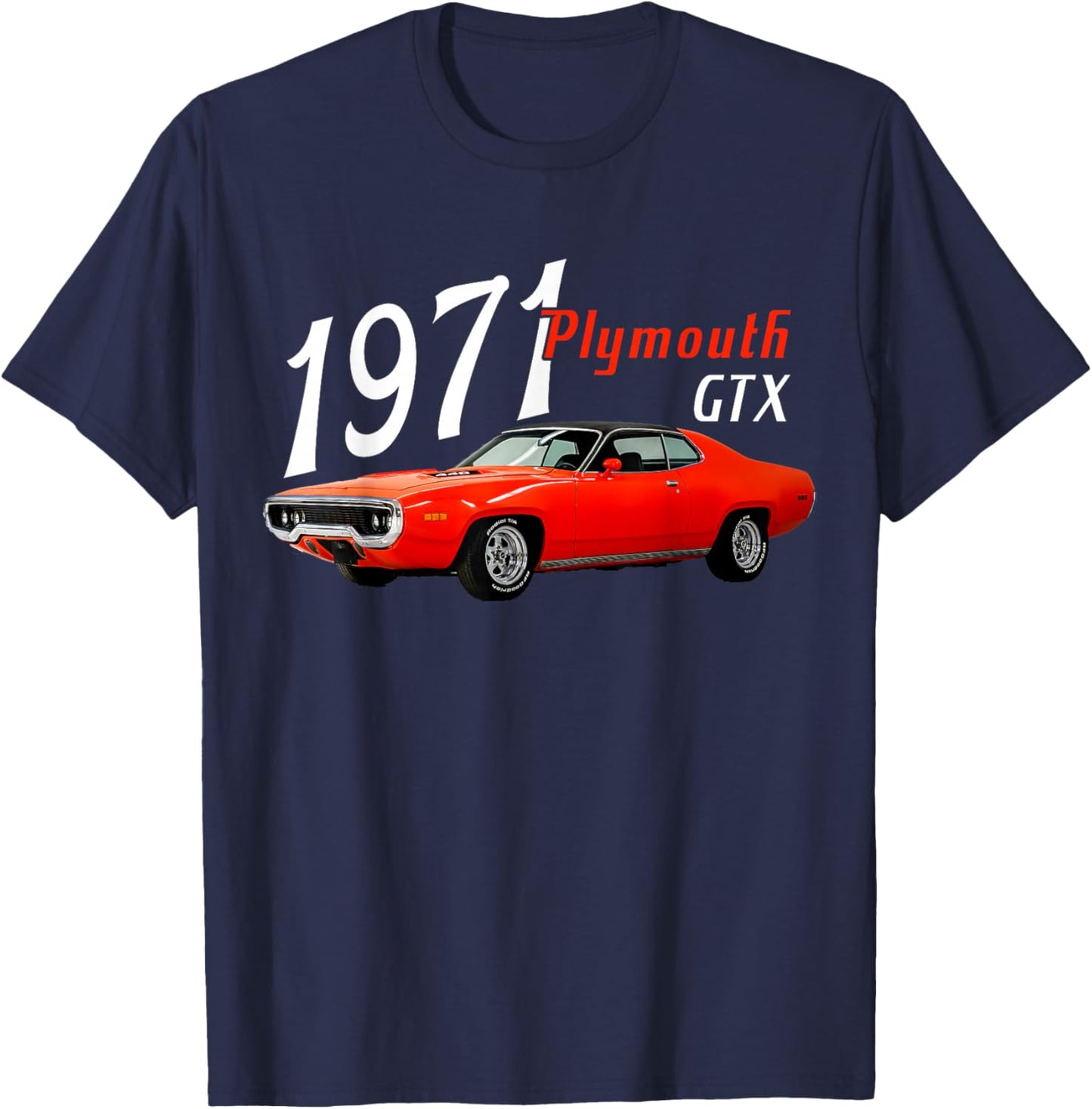 1971 71 GTX Red Classic Vintage Old Car USA Flag T-Shirt - T-Shirt | Navy