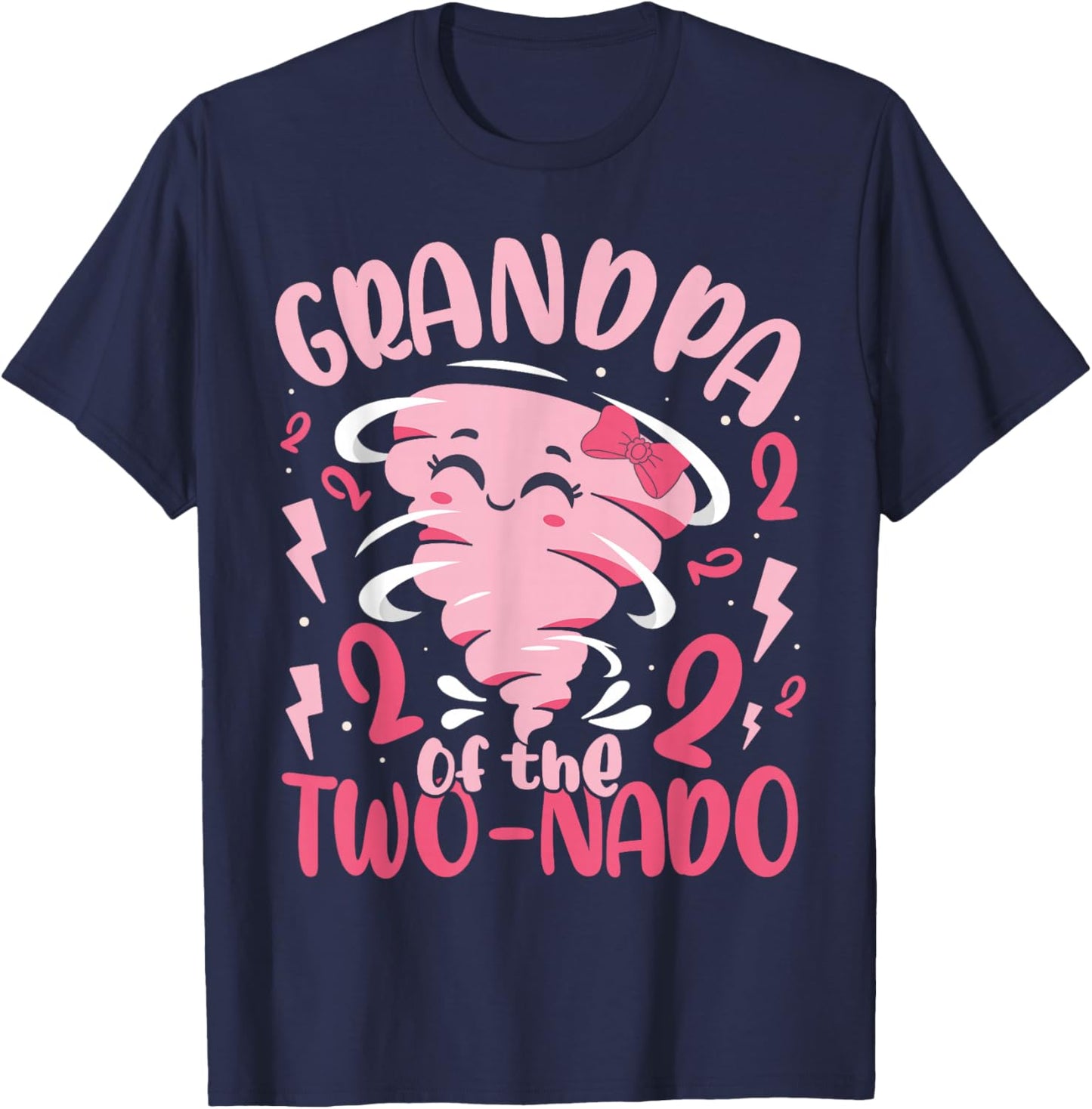 Grandpa of The Two-nado Tornado Themed 2nd Birthday Party T-Shirt - T-Shirt | Navy