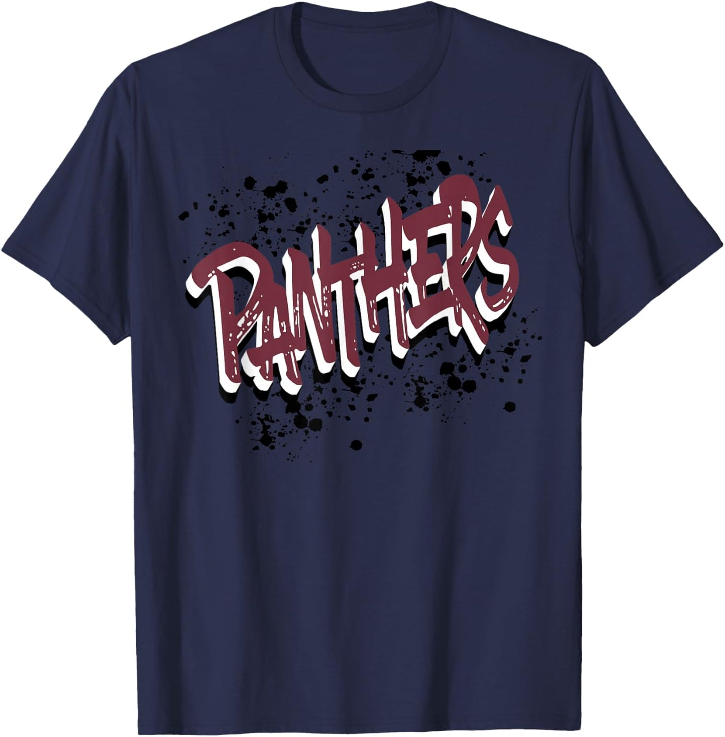 Panthers Grunge Word Maroon Panther Pride School Spirit T-Shirt - T-Shirt | Navy