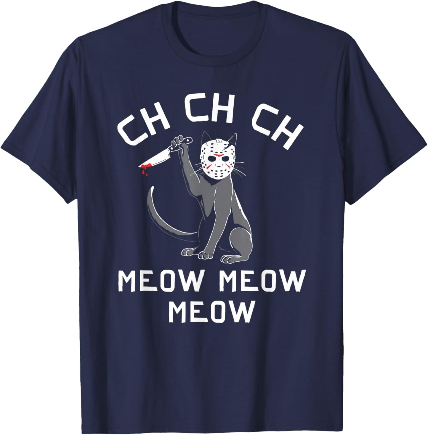 Funny Halloween Cat Ch Meow T-Shirt - T-Shirt | Navy